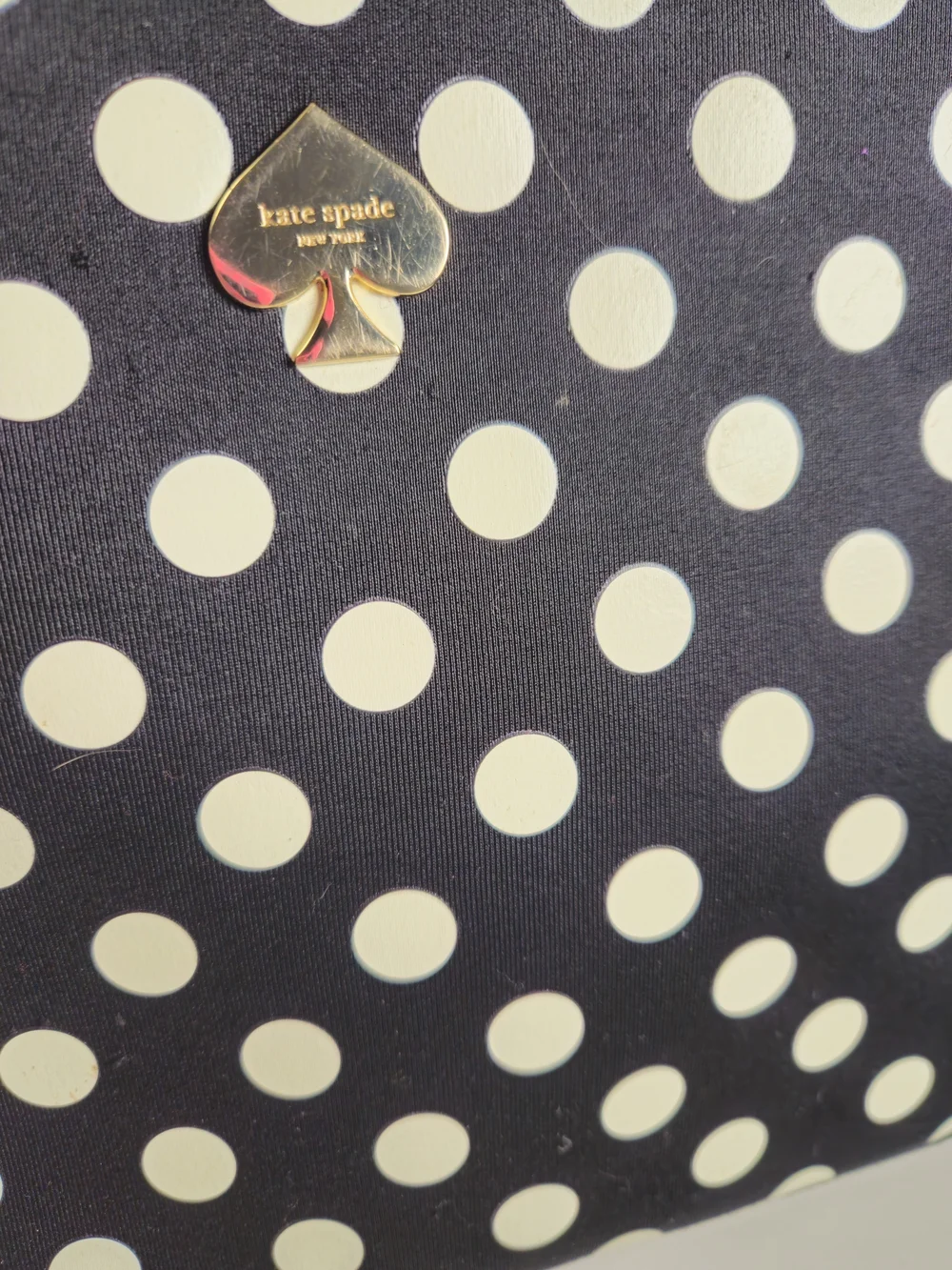 kate spade Black and White Polka Dot Ipad Mini Sleeve with Gold Spade Logo